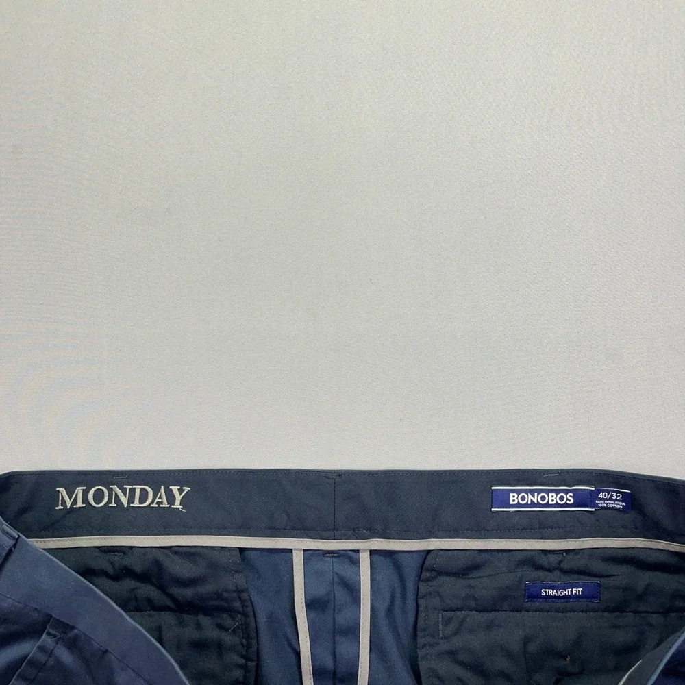 Bonobos Monday Dress Pants Straight‎ Fit Chinos Blue Cotton Blend Sz 40 Golf